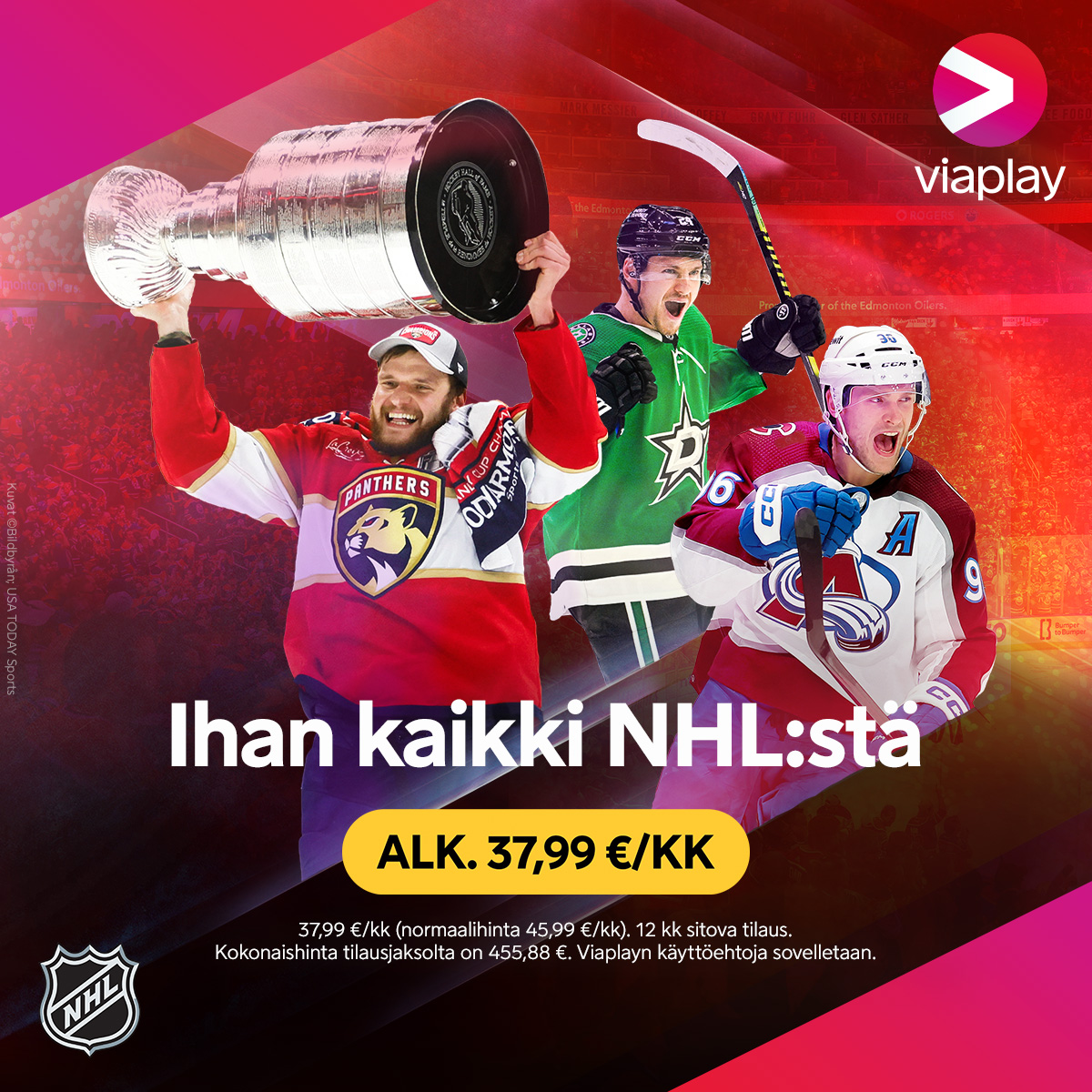 Näyttävät mainosmateriaalit Viaplayn NHL-kauteen